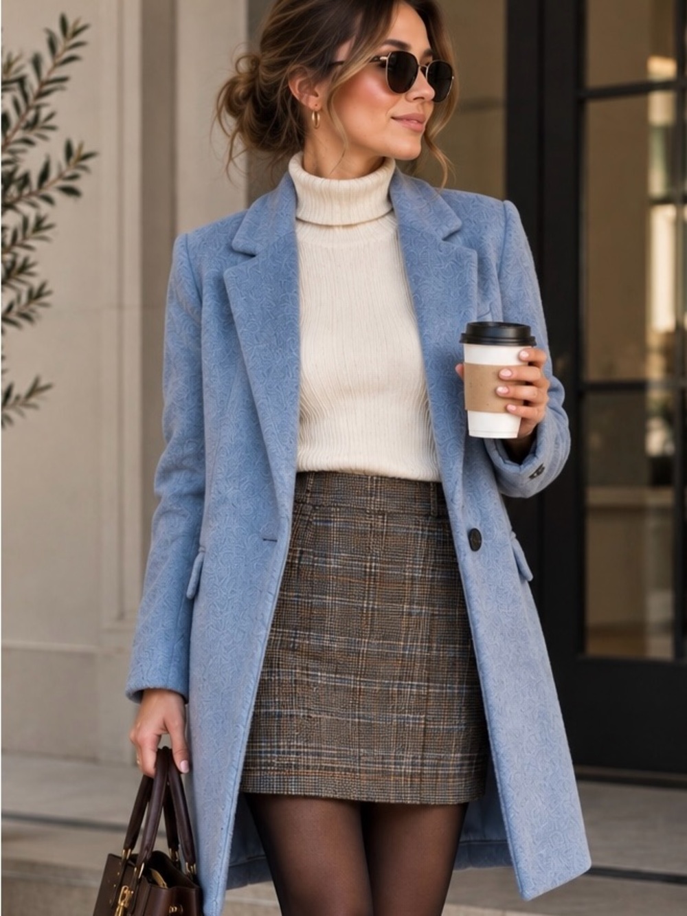 LOFT Light Blue Wool Blend Coat